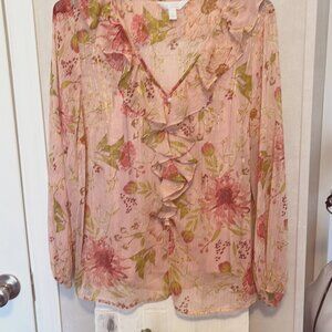 Pretty flowy Blouse, lightweight, dressy top, fall colors, 2pc. top